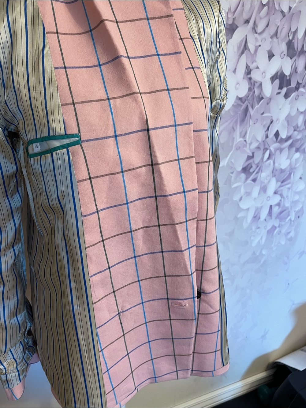 Paul Smith Pink Windowpane Check Linen Blend Pantsuit Size 36 - Picture 6 of 16